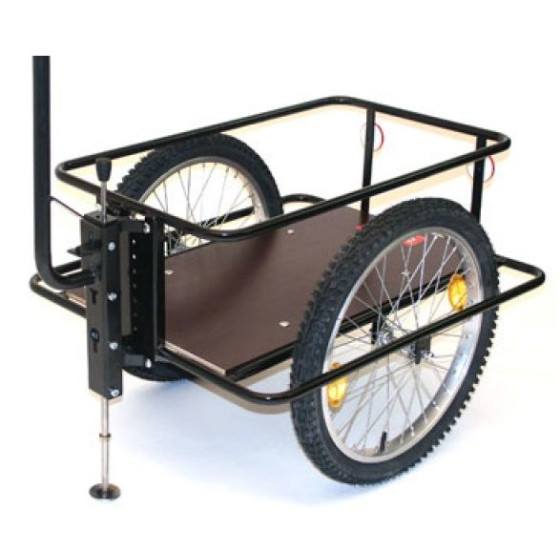 Zeitungswagen Large mit höhenverstellbarer Hochdeichsel und Bodenplatte mit Kunststoffwanne in schwarz, ohne Kunststoffdeckel