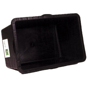 Zeitungswagen Large mit höhenverstellbarer Hochdeichsel und Bodenplatte mit Kunststoffwanne in schwarz, ohne Kunststoffdeckel