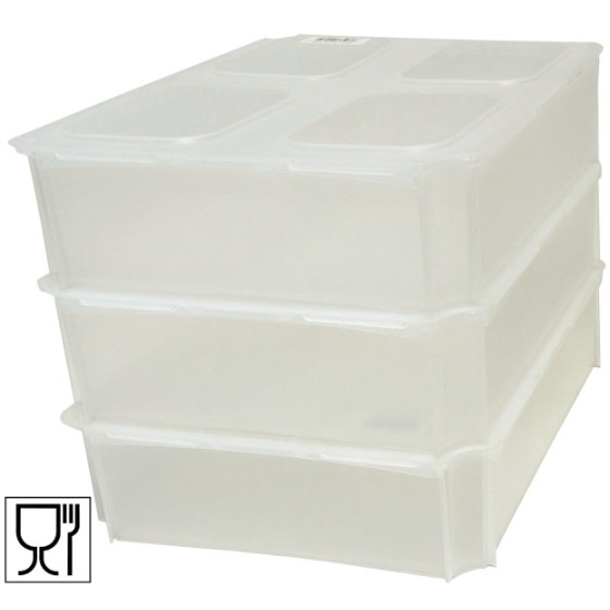 3 x Teigballenbehälter transluzent Größe 35,5 x 27,5 x 8,5 cm + 3 x Klickdeckel transparent