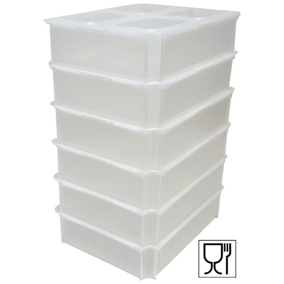 Pizzateigbehälter Set 6 Stk. mit Klickdeckel transparent stapelbar für Pizzeria und Hobby