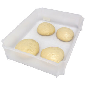 6 x Teigballenbehälter transluzent Größe 35,5 x 27,5 x 8,5 cm + 6 x Klickdeckel transparent