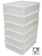 6 x Teigballenbehälter transluzent Größe 35,5 x 27,5 x 8,5 cm + 6 x Klickdeckel transparent