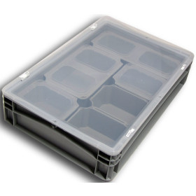 SET1-Einsatzbehälter+Klickdeckel Scharnierdeckel transluzent