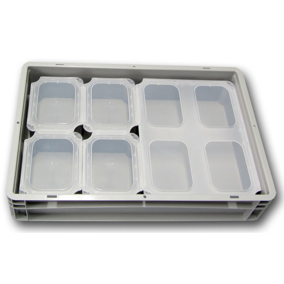 SET2-Einsatzbehälter+Klickdeckel Scharnierdeckel transluzent