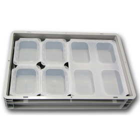 SET2-Einsatzbehälter+Klickdeckel Scharnierdeckel transluzent