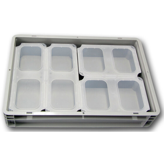 SET4-Einsatzbehälter+Klickdeckel Scharnierdeckel transluzent
