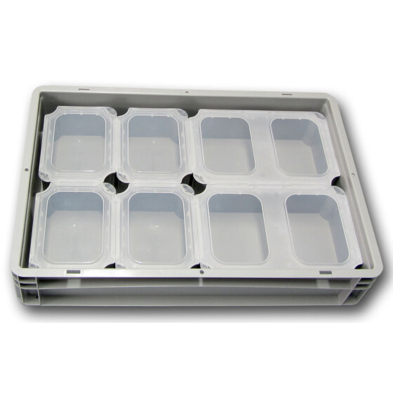 SET5-Einsatzbehälter+Klickdeckel Scharnierdeckel transluzent