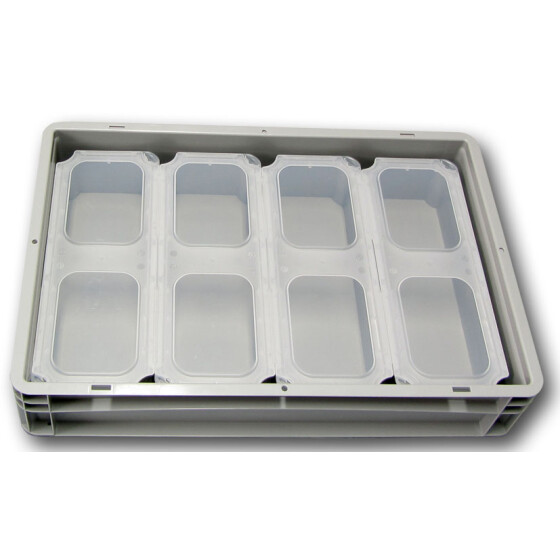 SET8-Einsatzbehälter+Klickdeckel Scharnierdeckel transluzent