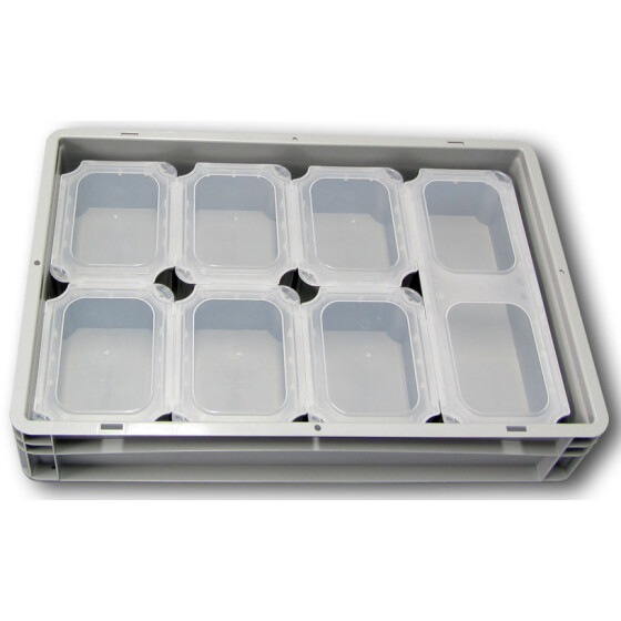 SET10-Einsatzbehälter+Klickdeckel Auflagedeckel grau