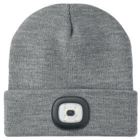 Strickmütze Beanie mit LED Licht - wiederaufladbar - grau