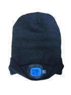 Strickmütze Beanie mit LED Licht - wiederaufladbar - grau