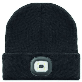 Strickmütze Beanie mit LED Licht - wiederaufladbar - schwarz