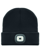 Strickmütze Beanie mit LED Licht - wiederaufladbar - schwarz