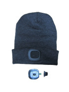 Strickmütze Beanie mit LED Licht - wiederaufladbar - schwarz