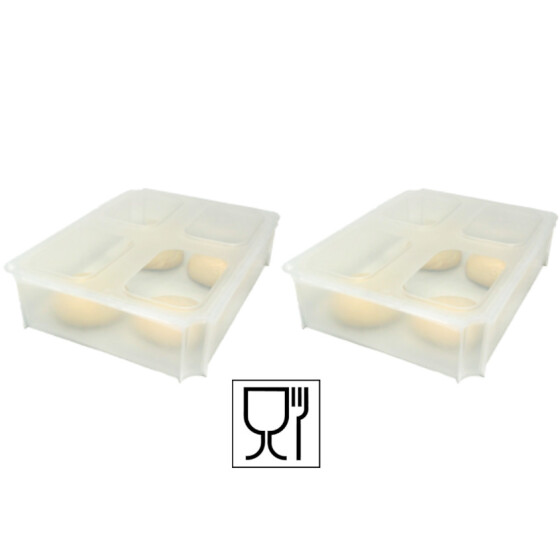 Pizzateigbehälter Set 2 Stk. mit Klickdeckel transparent stapelbar für Pizzeria und Hobby
