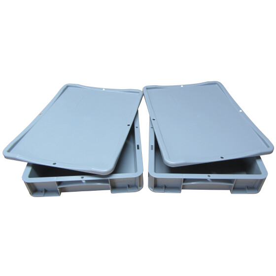 Pizzateigbehälter Set 2 Stück 40x30x7cm mit 2x Auflagedeckel stapelbar für Pizzeria und Hobby