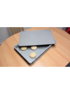 2 x Teigballenbehälter Größe 40x30x7cm + 2x Auflagedeckel, Farbe grau