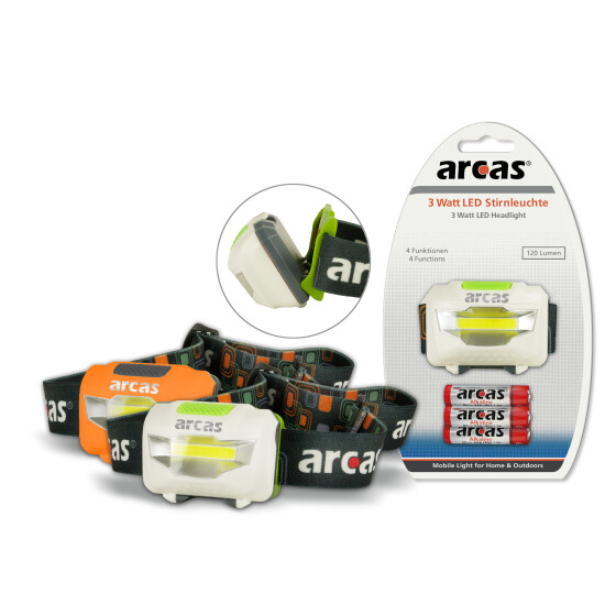 3 Watt LED Kopflampe / 4 Funktionen / 120 Lumen
