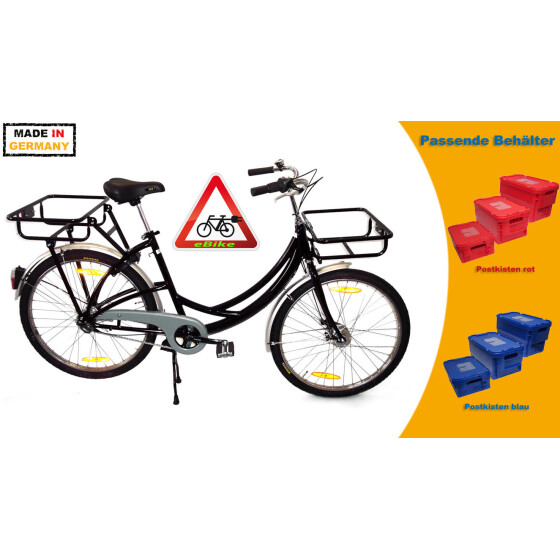 Postfahrrad e-Runner Heck- und Frontträger, eBike Blau 1- Gang