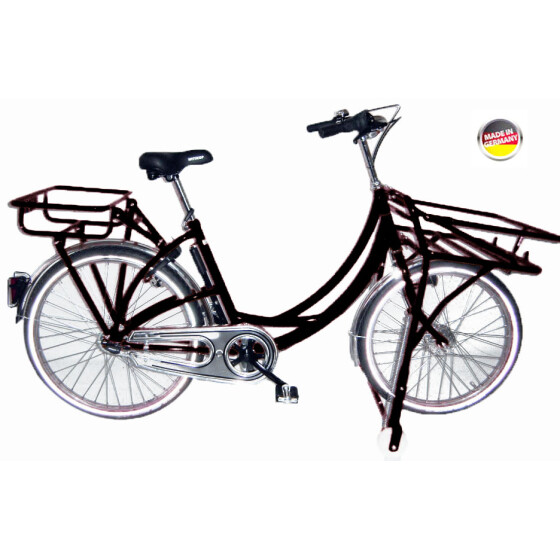 Postfahrrad e-Hopper mit Rollenständer Schwarz 7-Gang