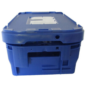 Deckel für Postkisten Farbe blau mit Etikettentasche