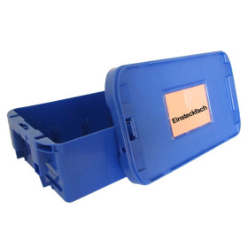 Deckel für Postkisten Farbe blau mit Etikettentasche