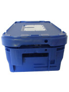 Deckel für Postkisten Farbe blau mit Etikettentasche