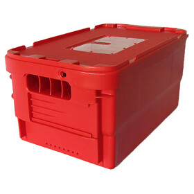 Deckel für Postkisten Farbe rot mit Etikettentasche