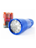 Blaue Taschenlampe 9 LED mit Band, inkl. Batterien 
