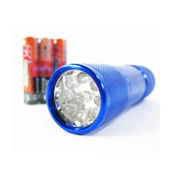 Schwarze Taschenlampe 9 LED mit Band, inkl. Batterien