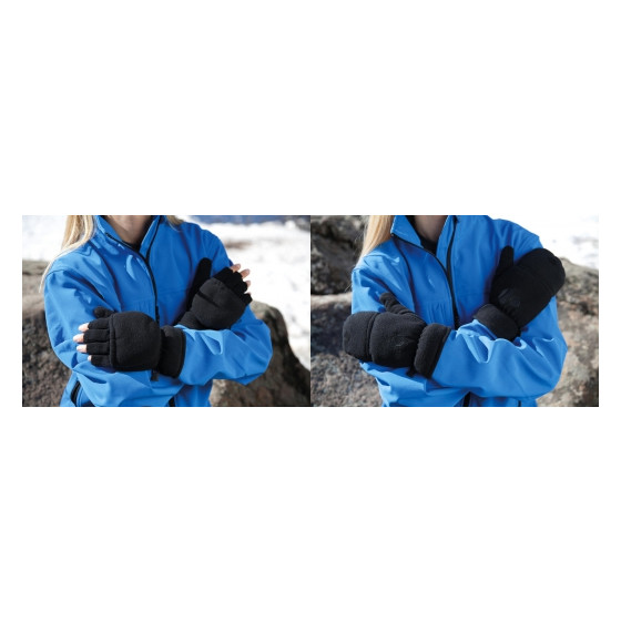 Winterklapphandschuhe Fleece Größe S/M Schwarz