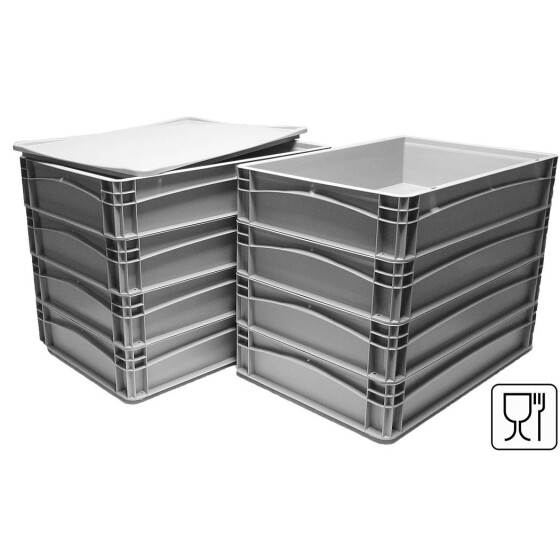 Pizzateigbehälter Set 8 Stück 60x40x12 cm mit Deckel stapelbar für Pizzeria und Hobby