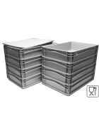 Pizzateigbehälter Set 8 Stück 60x40x12 cm mit Deckel stapelbar für Pizzeria und Hobby
