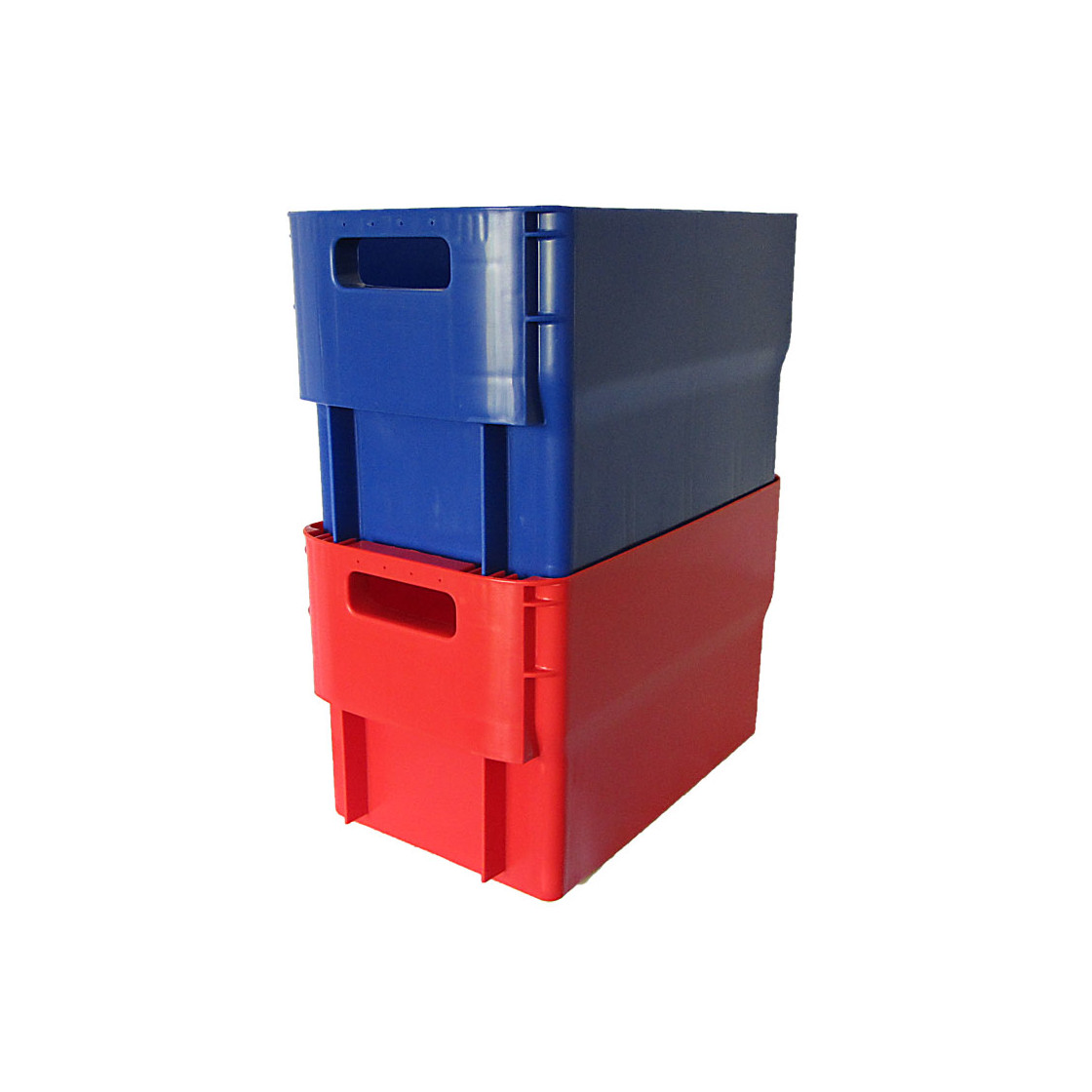 Farbe blau /rot stapelbar Höhe 28 cm Postkiste Briefbehälter mit Deckel 