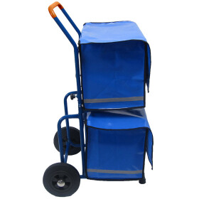 Zeitungsroller Multi 2, teil- und abnehmbar, mit Taschen in blau mit Schnallriemenset