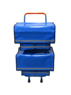 Zeitungsroller Multi 2, teil- und abnehmbar, mit Taschen in blau mit Schnallriemenset