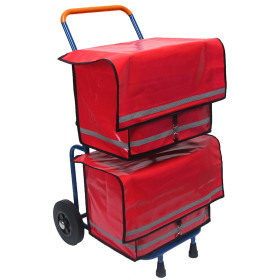 Zeitungsroller Multi 2, teil- und abnehmbar, mit Taschen in rot ohne Schnallriemenset