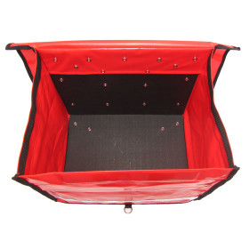 Zeitungsroller Multi 2, teil- und abnehmbar, mit Taschen in rot mit Schnallriemenset