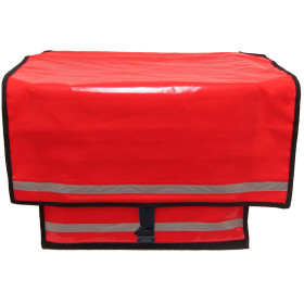 Zeitungsroller Multi 2, teil- und abnehmbar, mit Taschen in rot mit Schnallriemenset