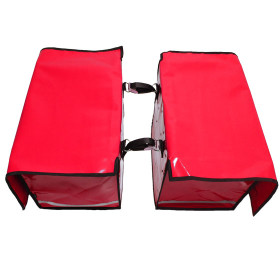 Zeitungsroller Multi 2, teil- und abnehmbar, mit Taschen in rot mit Schnallriemenset