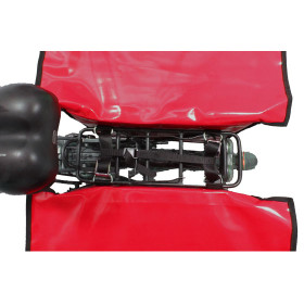 Zeitungsroller Multi 2, teil- und abnehmbar, mit Taschen in rot mit Schnallriemenset