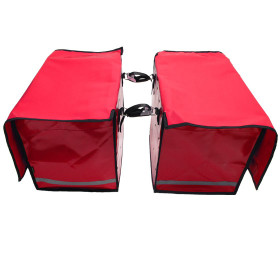 Zeitungsroller Multi 2, teil- und abnehmbar, mit Taschen in rot mit Schnallriemenset