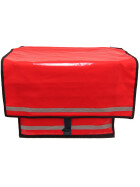 Zeitungsroller Multi 2, teil- und abnehmbar, mit Taschen in rot mit Schnallriemenset