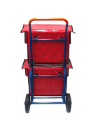 Zeitungsroller Multi 2, teil- und abnehmbar, mit Taschen in rot mit Schnallriemenset