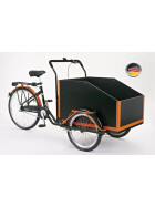 Transportdreirad mit Frontbox vorne, mit Gepäckträger