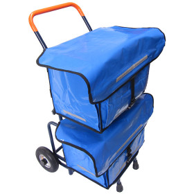 Zeitungsroller Multi 2, teil- und abnehmbar, mit Taschen Porty Pro in blau mit Schnallriemenset