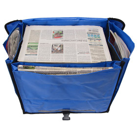 Zeitungsroller Multi 2, teil- und abnehmbar, mit Taschen Porty Pro in blau mit Schnallriemenset