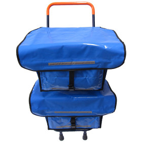 Zeitungsroller Multi 2, teil- und abnehmbar, mit Taschen Porty Pro in blau mit Schnallriemenset