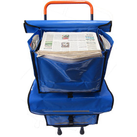 Zeitungsroller Multi 2, teil- und abnehmbar, mit Taschen Porty Pro in blau mit Schnallriemenset