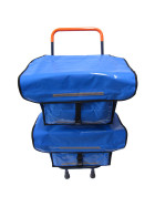 Zeitungsroller Multi 2, teil- und abnehmbar, mit Taschen Porty Pro in blau mit Schnallriemenset
